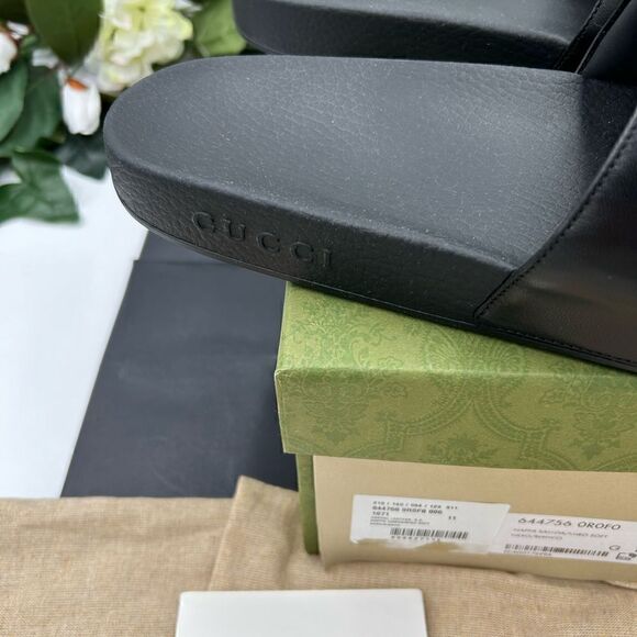 SOLD!!!!!    Gucci  leather/rubber pool, slides size 11, made in Italy - Picture 4 of 9